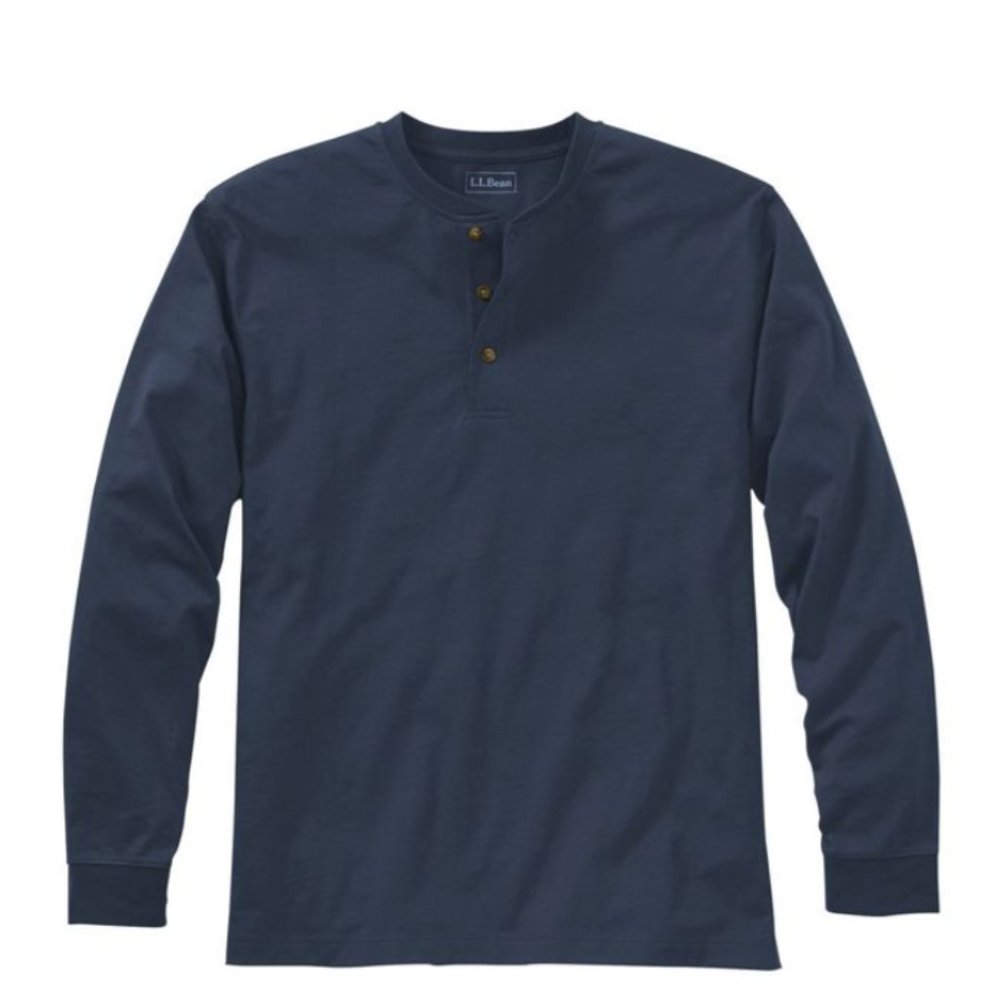 L.L. Bean Men's Carefree Unshrinkable Tee, Traditional Fit, Long-Sleeve Henley